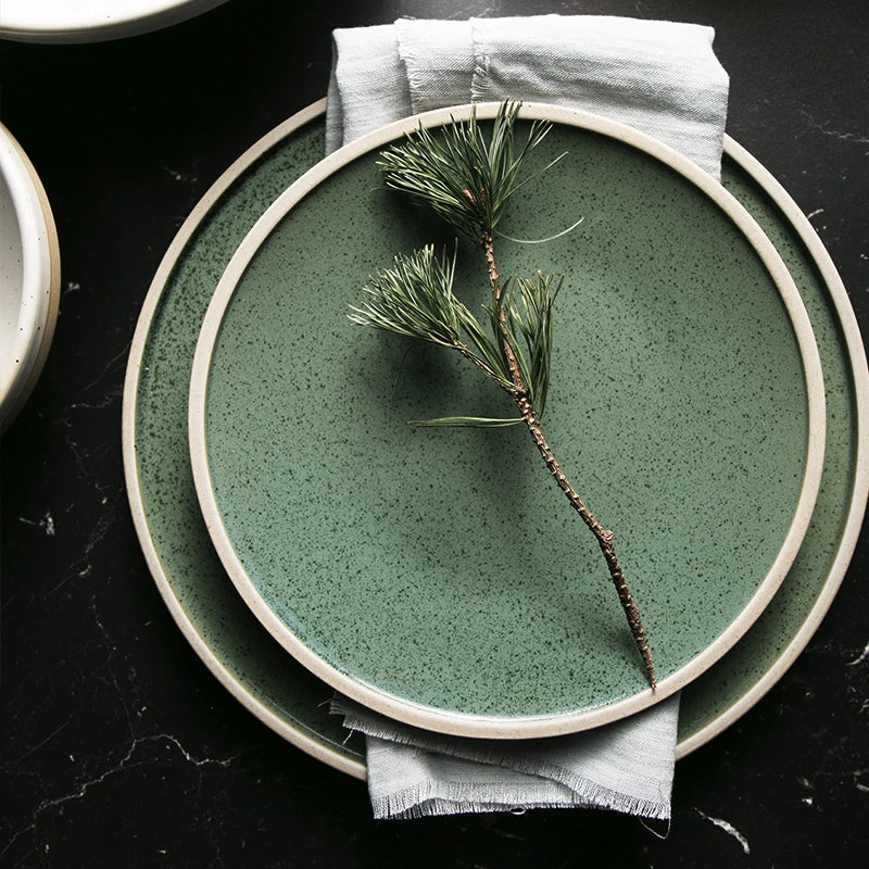 Mint Ceramic Dinner Plate - Creative Western Steak and Salad Tableware