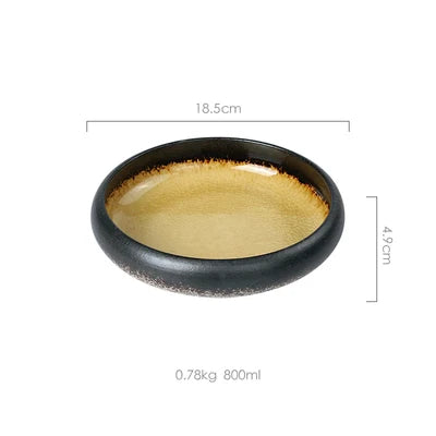 Ice Split Glaze Ceramic Plate - Japanese Sushi and Sashimi Dish