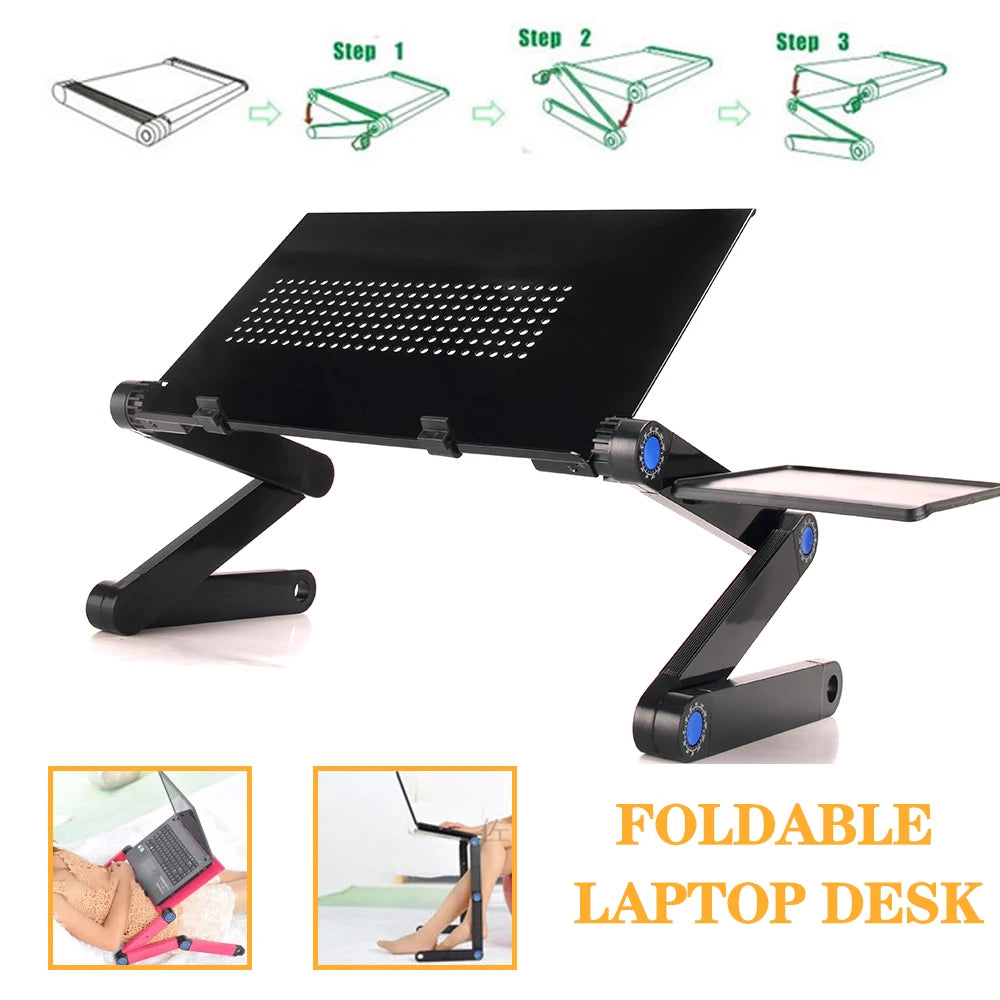 Adjustable Laptop Desk Stand - Portable Aluminum Lap Desk with Mouse Pad