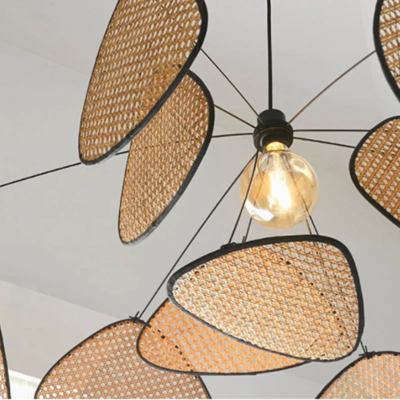 Handwoven Rattan Chandelier - E27 Wicker Suspension Lamp