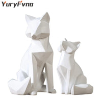 Geometric Fox Statue - Modern Resin Desktop Sculpture