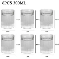 Japanese Vertical Pattern Glass Cup - Handmade Wine & Coffee Drinkware