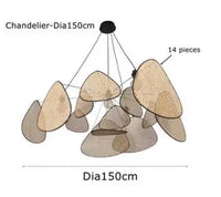 Handwoven Rattan Chandelier - E27 Wicker Suspension Lamp