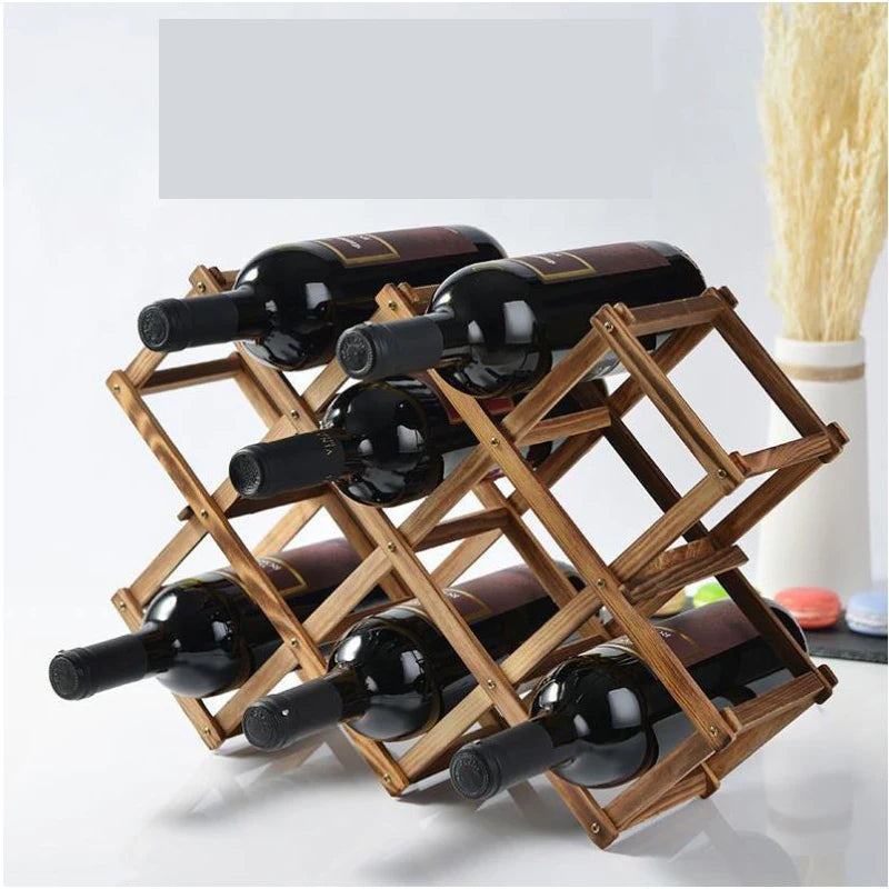 Wooden Wine Rack Stand - Multi-Bottle Pine Storage Organizer