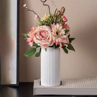 Striped Decorative Vase - Ceramic Look Floral Display Accent