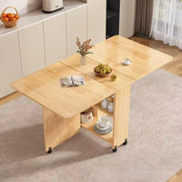 Solid Wood Folding Dining Table - Space-Saving Rectangular Table