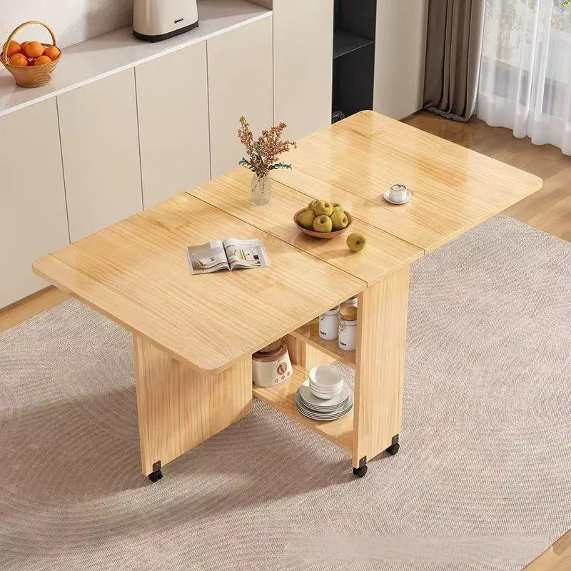 Solid Wood Folding Dining Table - Space-Saving Rectangular Table