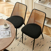 Round Dining Table Set with Rattan Chairs - Modern 4-Chair Set