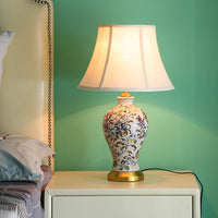 Retro Chinese Ceramic Table Lamp - Pleated Shade Bedside Accent