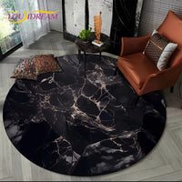 Luxury Marble Round Area Rug - Non-Slip Living Room Carpet