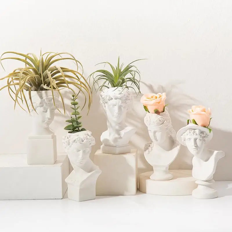 David Portrait Decorative Vase - Artistic Head Planter Accent