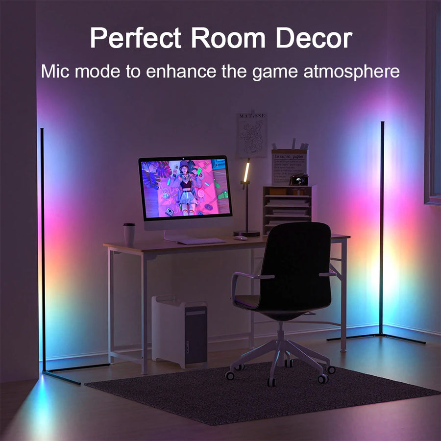 RGB LED Corner Floor Lamp - Atmospheric Standing Light