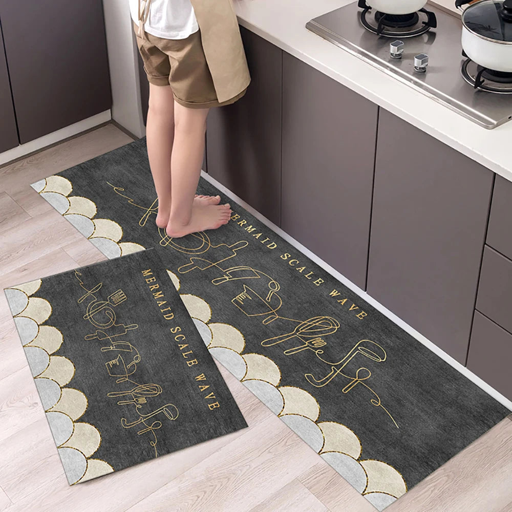 Soft Washable Kitchen Runner Rug - Anti-Slip Hallway and Entry Mat