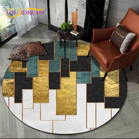 Luxury Marble Round Area Rug - Non-Slip Living Room Carpet