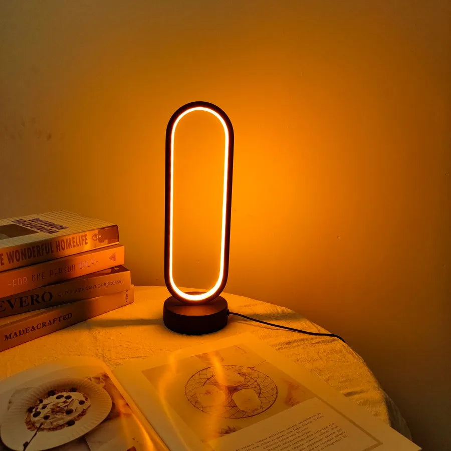 Modern Ring LED Bedside Lamp - 3 Color Dimming Night Light