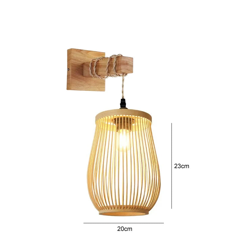 Handwoven Bamboo Rattan Pendant Light - Natural Wicker Ceiling Lamp