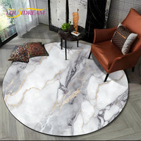 Luxury Marble Round Area Rug - Non-Slip Living Room Carpet
