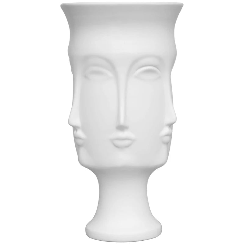 Nordic Face Ceramic Vase - Artistic White Decorative Accent
