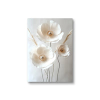 Nordic Beige Peony Floral Canvas Wall Art - Frameless Botanical Print