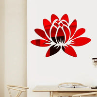 Lotus 3D Acrylic Mirror Wall Sticker - Reflective DIY Decor