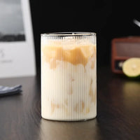 Japanese Vertical Pattern Glass Cup - Handmade Wine & Coffee Drinkware
