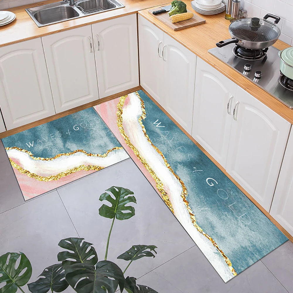 Soft Washable Kitchen Runner Rug - Anti-Slip Hallway and Entry Mat