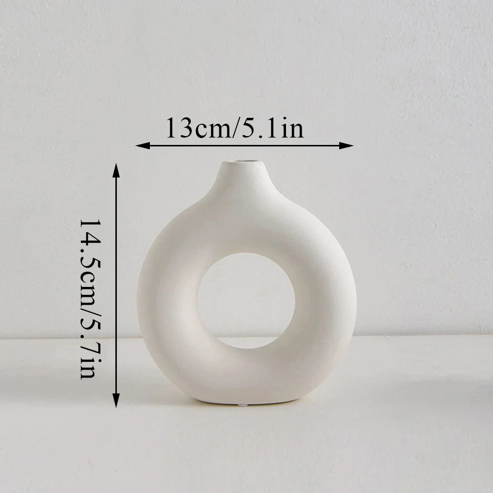 Nordic Hollow Decorative Vase - Circular Modern Accent Piece
