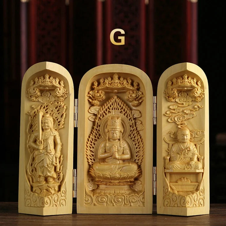 Hand-Carved Guanyin Buddha Statue - Boxwood Spiritual Home Decor