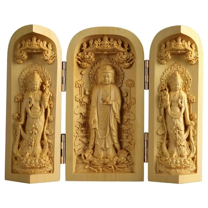 Hand-Carved Guanyin Buddha Statue - Boxwood Spiritual Home Decor