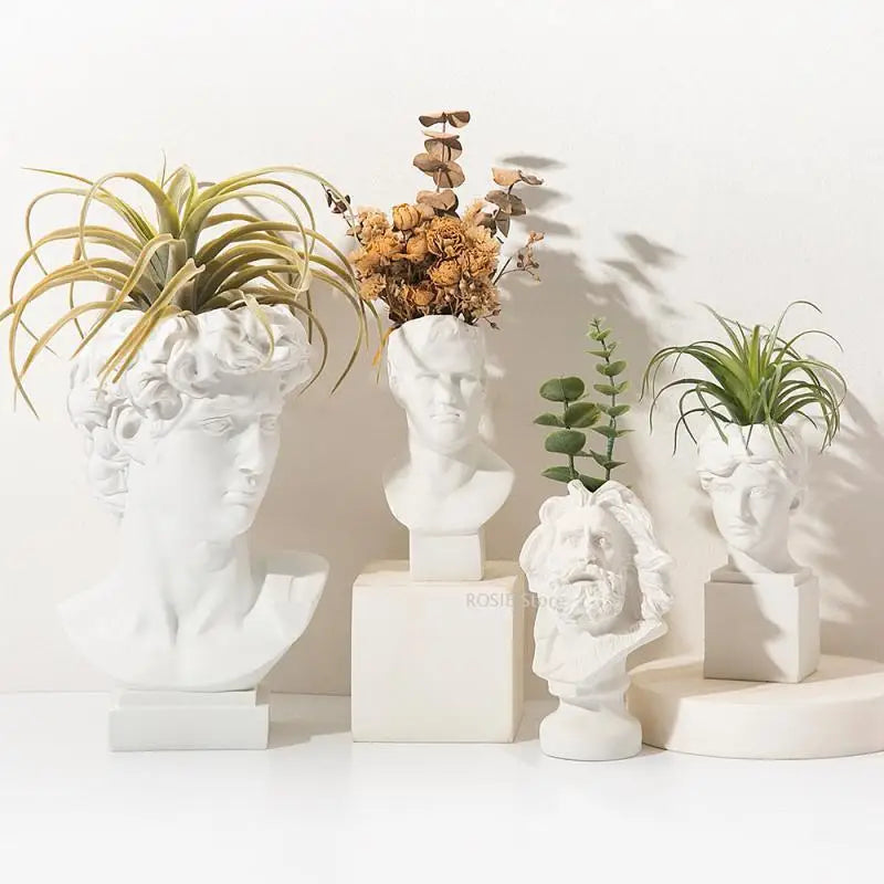 David Portrait Decorative Vase - Artistic Head Planter Accent