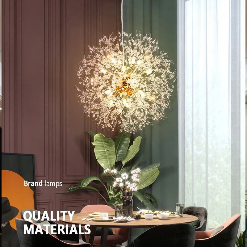 Nordic Dandelion Crystal Chandelier - Cream Style Ceiling Light