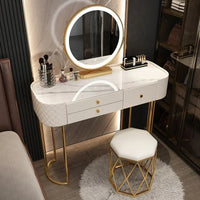 Luxury Makeup Vanity Desk - LED Mirror Dressing Table with Storage