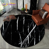 Luxury Marble Round Area Rug - Non-Slip Living Room Carpet