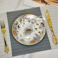 European Jungle Dinnerware Set - Ceramic Steak Plate and Coffee Cup Collection