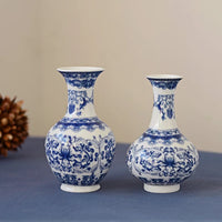 Blue and White Ceramic Flower Vase - Retro Wedding and Table Decor