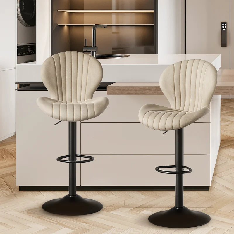 Luxury 2 Piece Adjustable Bar Stool Set - Swivel Kitchen Seating