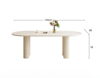 Cream White Oval Sintered Stone Dining Table Set - Modern 6-Chair Set