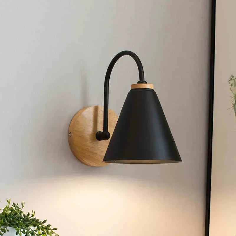 Nordic Solid Wood Wall Lamp - Minimalist Bedside Sconce