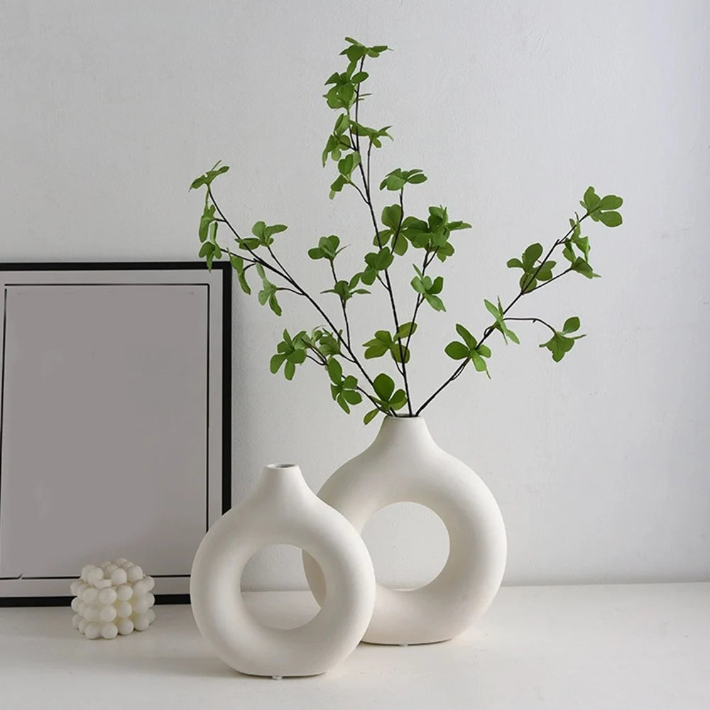Nordic Hollow Decorative Vase - Circular Modern Accent Piece