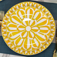 Geometric Bone China Dinner Plate Set - Elegant European Tableware