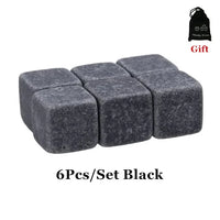Reusable Whiskey Stones Set - 6-Piece Chilling Rocks with Pouch