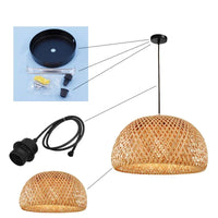 Handwoven Bamboo Rattan Pendant Light - Natural Wicker Ceiling Lamp