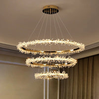 Dimmable Crystal Ring Chandelier - Modern LED Pendant Ceiling Light