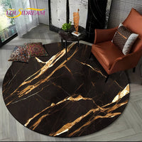 Luxury Marble Round Area Rug - Non-Slip Living Room Carpet