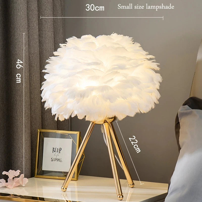 Romantic Feather Bedside Lamp - Decorative Ambient Table Light