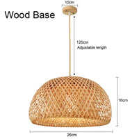Handwoven Bamboo Rattan Pendant Light - Natural Wicker Ceiling Lamp