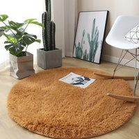 Modern Round Plush Area Rug - Soft Non-Slip Bedroom Carpet