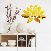 Lotus 3D Acrylic Mirror Wall Sticker - Reflective DIY Decor