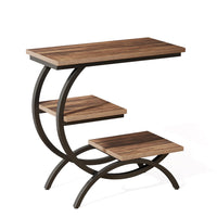 C-Shaped End Table - Industrial Three-Tier Storage Side Table