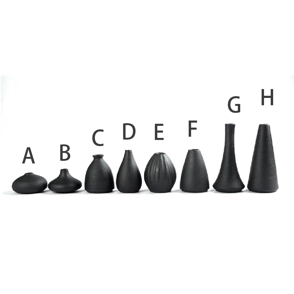 Minimalist Black Ceramic Bud Vase - Japanese Inspired Decor